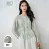 晚白 醋酸轻薄显瘦衬衫女2026年春款时尚百搭通勤亲肤垂顺气质大码衬衣 灰绿色