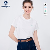 navigare 意大利小帆船白色圆领短袖t恤女