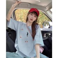 唐狮 2026夏季短袖T恤女夏季可爱百搭上衣纯棉休闲潮流圆领T恤女