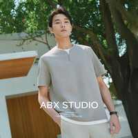 a.b.x 夏季薄款撞色假两件T恤