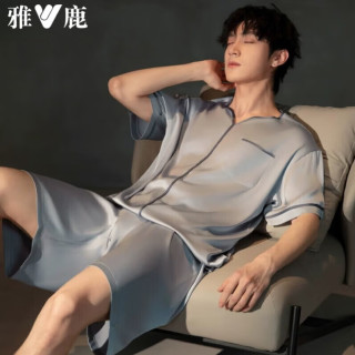 雅鹿 真5折 男士夏季冰丝睡衣
