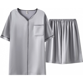  YALU/雅鹿 冰丝 男士睡衣套装 NSCBF-银灰套头套装 【缎面冰丝】 L 【体重100-125斤】