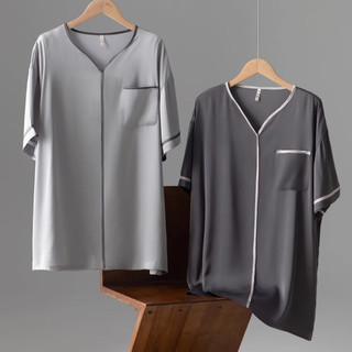  YALU/雅鹿 冰丝 男士睡衣套装 NSCBF-银灰套头套装 【缎面冰丝】 L 【体重100-125斤】