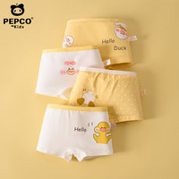 小猪班纳 儿童纯棉a类平角内裤4条装 女童-小黄鸭
