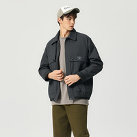 CAT 卡特（CAT）25男士简约休闲青年风衣式夹克 黑色 L