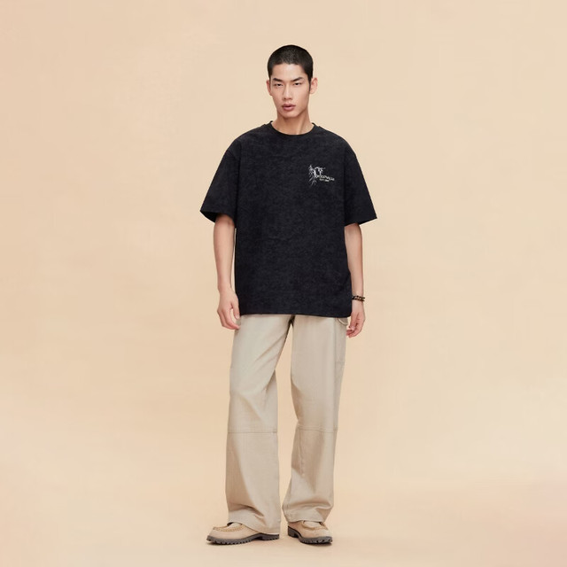 JACK&JONES/杰克琼斯纯棉男士短袖T恤L （180） E43纯黑色【报价价格