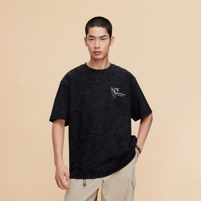 JACK&JONES/杰克琼斯纯棉男士短袖T恤L （180） E43纯黑色【报价价格