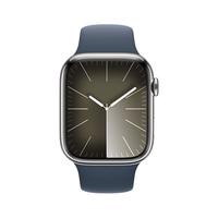Apple 苹果 Watch Series 9 智能手表 GPS+蜂窝网络款 45mm 银色不锈钢表壳 风暴蓝色橡胶表带 M/L MRPH3CH/A