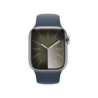 Apple 苹果 Watch Series 9 智能手表 GPS+蜂窝网络款 41mm 银色不锈钢表壳 风暴蓝色橡胶表带 M/L MRJU3CH/A