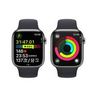 Apple 苹果 Watch Series 9 智能手表 GPS+蜂窝网络款 45mm 石墨色不锈钢表壳 午夜色橡胶表带 S/M MRPN3CH/A