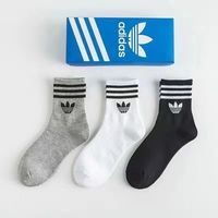 Y-3 阿迪达斯三叶草生棉袜运动袜篮 3灰3白 三叶草长筒