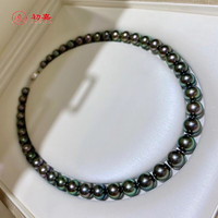 初嘉 手工 女士珍珠项链 孔雀绿珍珠项链 10-14mm x 48cm