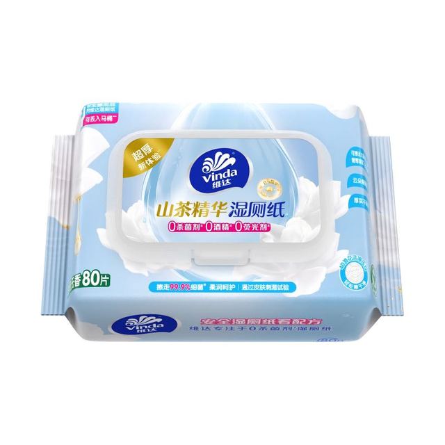 维达 山茶花B5精华湿厕纸80片*单包 保湿加大加厚湿纸巾厕纸湿纸巾