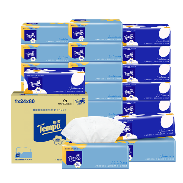 移动端、京东百亿补贴：得宝 一博同款 小雏菊系列抽纸4层80抽*24包