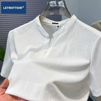 LE TROTTOIR 宽松休闲 男士亚麻短袖T恤
