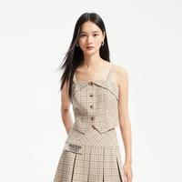 VERO MODA 春季款短款单排扣设计感背心甜酷复古吊带女洋气职场