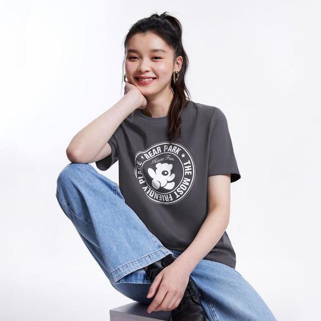 VERO MODA T恤秋季纯棉圆领字母短袖休闲可爱减龄百搭