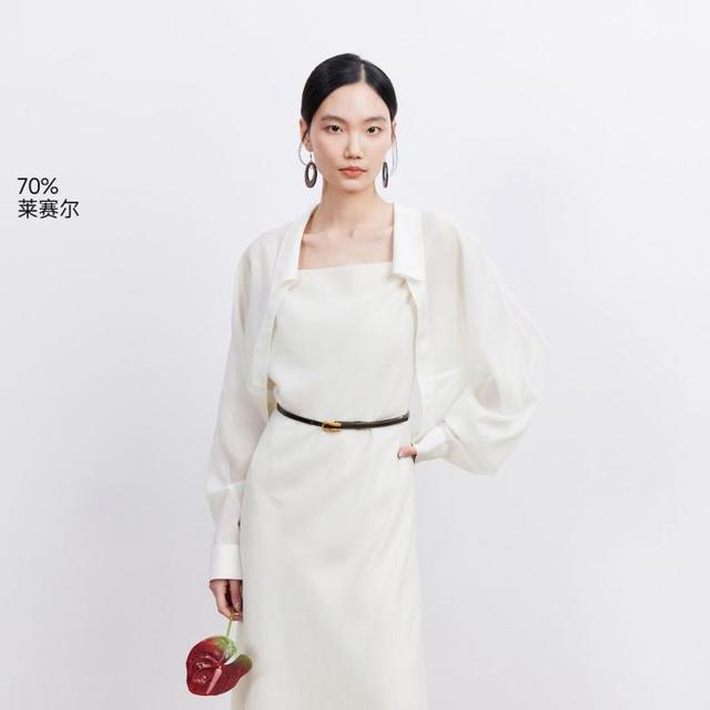 VERO MODA 衬衫女26夏季含莱赛尔半透O型纯色上衣时髦精致