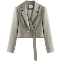 自巧 正肩黑色西装女 气质短款外套