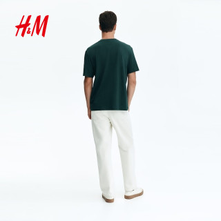 H&M 男装女装T恤夏季透气圆领运动短袖内搭简约上衣正肩T恤0685816