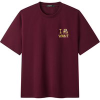 gxgjeans 凉感后背潮流印花宽松美式休闲圆领短袖T恤 26夏新品 酒红色