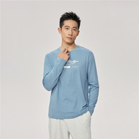 GIORDANO/佐丹奴 纯棉 男士长袖T恤 L 47 灰蓝
