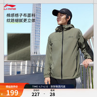 李宁 荷叶防护风衣丨通勤运动风衣软壳男女款防泼水透气连帽夹克外套 茗茶绿457-7 XL (男180)