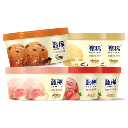 甄稀 伊利甄稀多口味草莓+香草+白桃+海盐口味冰淇淋90克/杯*8