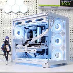 航嘉 s980龙卷风全景海景房机箱无立柱台式机电脑游戏atx白色水冷