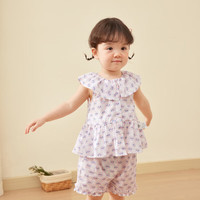  balabala/巴拉巴拉 吸湿速干 儿童短袖套装 白红色调00316-200224119003 80