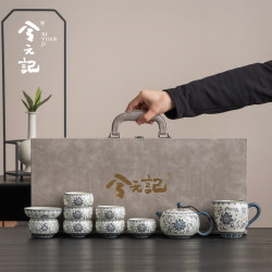 兮元记 青花缠枝莲 功夫茶具套装 高档家用泡茶壶茶杯整套