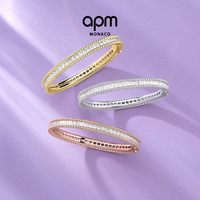 APM Monaco 白色Cordage Pavé手镯密镶扭纹手饰设计感叠戴礼物