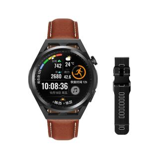 华为 WATCH GT Runner 专业跑步监测 黑色+复古棕表带 智能手表