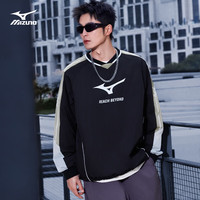 美津浓 大LOGO尼龙复古圆领足球套头衫卫衣 09/黑曜石