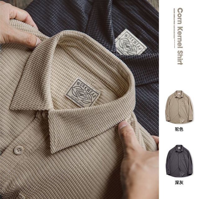 马登 美式复古 男士长袖衬衫