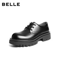 百丽 张凌赫同款 厚底商务德比鞋男 A1434 黑色轻底
