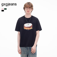 gxgjeans 26夏新品 美式趣味水果印花潮流时尚圆领短袖T恤 黑色