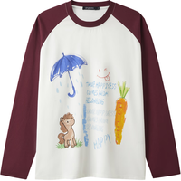  gxgjeans 潮流印花 男士T恤 L (175) 酒红色