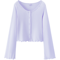  Semir/森马 木耳边 女士针织衫 粉紫A70725 M