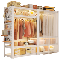  昭简 带洞洞板收纳置物架 简易衣柜 挂衣杆