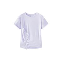  Semir/森马 短款抽绳褶皱 女士短袖T恤 粉紫A70725 M