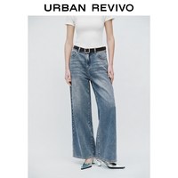 URBAN REVIVO 复古做旧水洗 女士牛仔裤+腰带