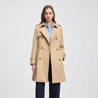 限尺码：PRICH 复古双排扣翻领女士风衣 通勤收腰外套