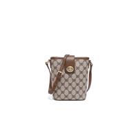 百丽 复古老花女士单肩包 休闲手机包水桶包