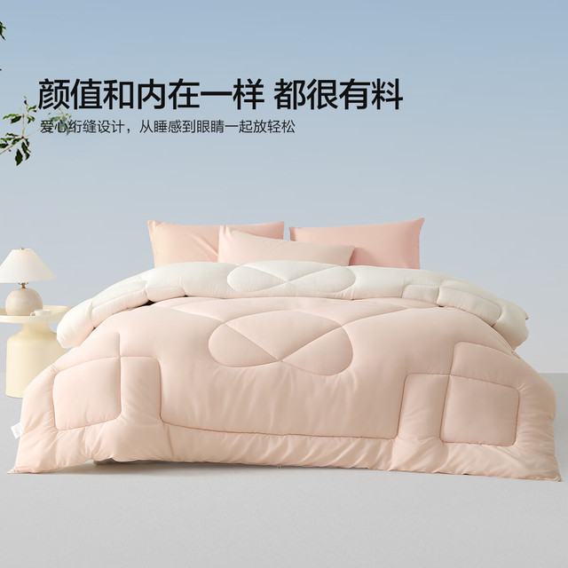 水星家纺 四季被纤维被子春秋被被芯单人倾芯绵柔抗菌200×230cm A类春秋被(升级十孔)白