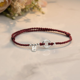 歌米诺 编织红绳平安扣脚链女小众复古绳编