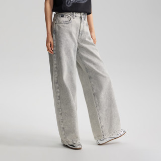 Lee 26春夏新品430超A阔腿牛仔裤浅灰色女牛仔裤