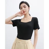 德玛纳 夏季弹力修身短袖t恤女短款