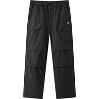 森马 休闲裤男 夏季凉感膝部打褶直筒长裤 黑色 3XL