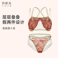 奶糖派 大杯文胸红妆蕾丝抹胸式文胸套装浪漫中式婚礼主题轻盈显瘦送新娘 单层抹胸式文胸 S1